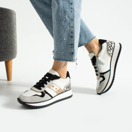 Sneakers de damă albi din piele naturală Alexandria