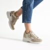 Sneakers damă bej din piele naturală cu platformă Luxor