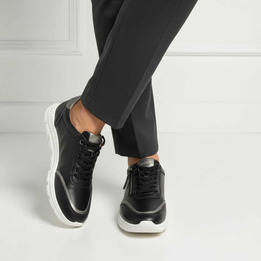 Pantofi sport de damă negri din piele naturală Kumasi Pantofi sport de damă negri din piele naturală Kumasi