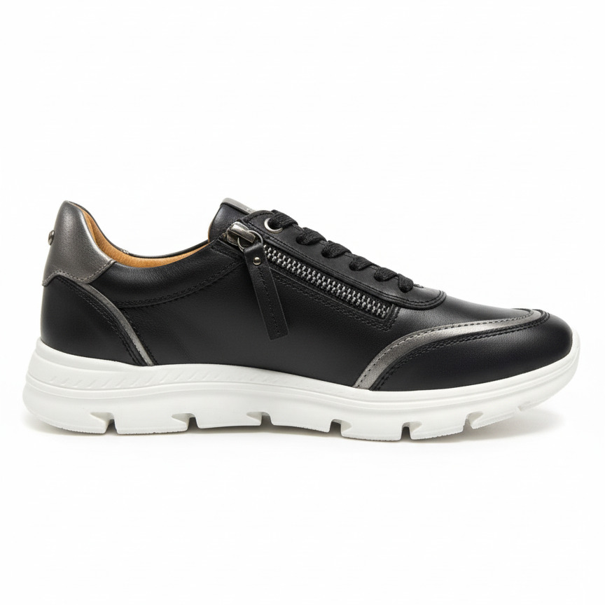 Pantofi sport de damă negri din piele naturală Kumasi Pantofi sport de damă negri din piele naturală Kumasi