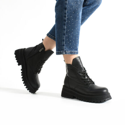 Botine negre din piele naturală Gondar