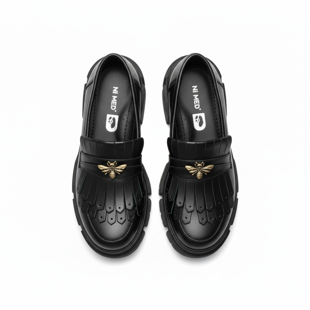 Mocasini de damă negri din piele naturală cu talpă masivă Kush Mocasini de damă negri din piele naturală cu talpă masivă Kush
