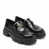 Mocasini de damă negri lăcuiți din piele naturală cu talpă masivă Kush