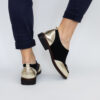 Pantofi eleganți de damă negri din neopren și piele Aurelia