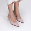 Pantofi eleganți de damă, roz, din piele naturală, cu toc subțire Neria