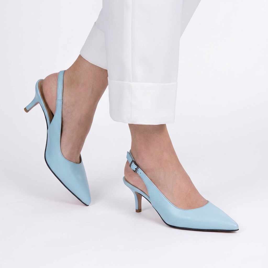 Pantofi eleganți albaștri din piele naturală, cu toc subțire, Neria Pantofi eleganți albaștri din piele naturală, cu toc subțire, Neria