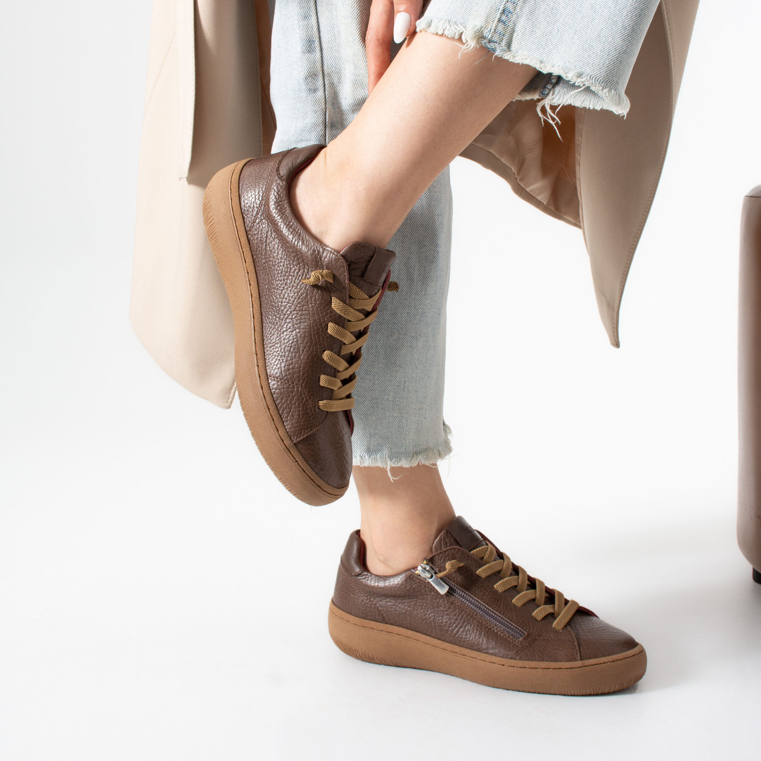 Pantofi sport de damă maro din piele naturală Gao Pantofi sport de damă maro din piele naturală Gao
