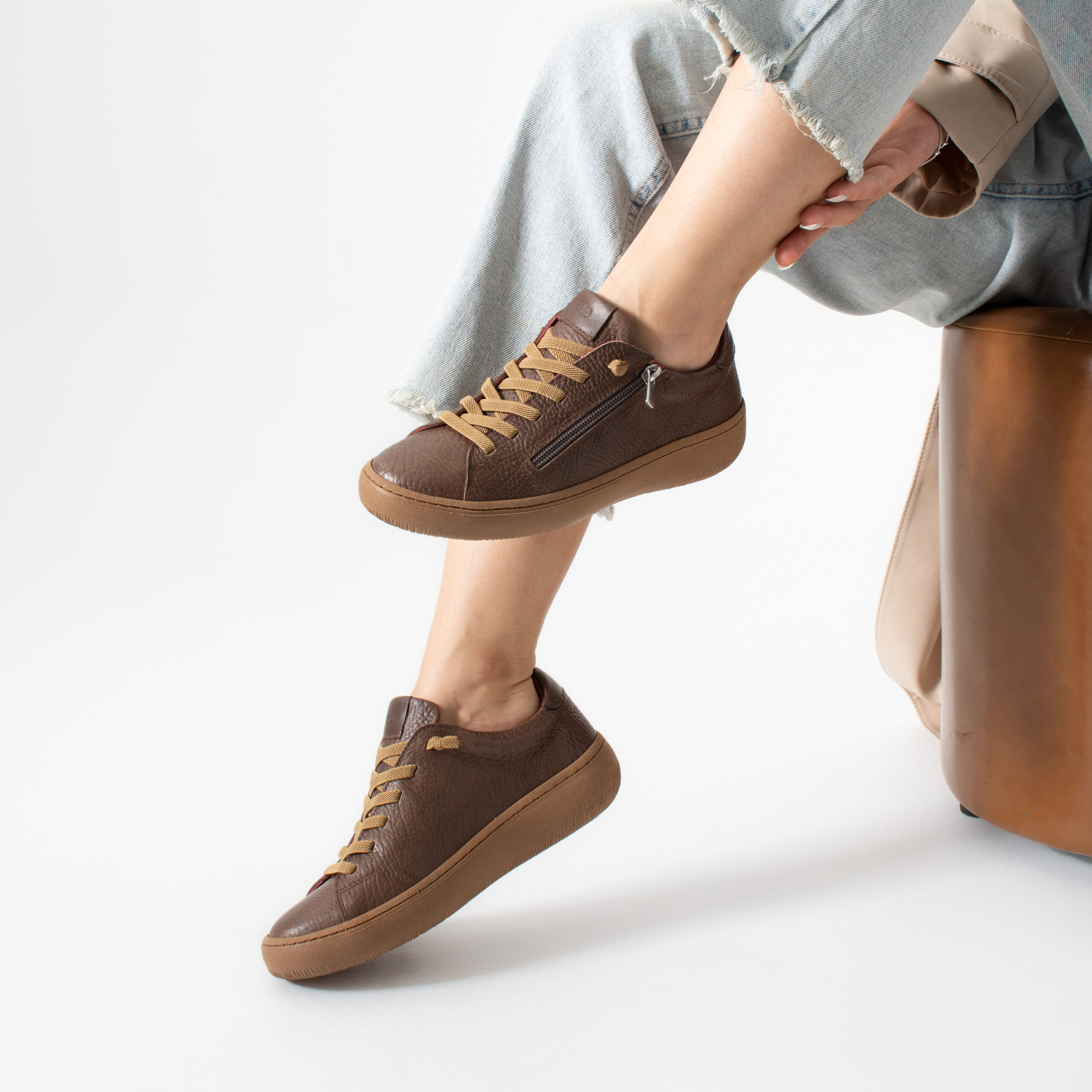 Pantofi sport de damă maro din piele naturală Gao Pantofi sport de damă maro din piele naturală Gao