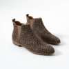 Botine elegante de damă, plate, din piele întoarsă cu imprimeu leopard Monte