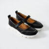 Pantofi casual negri pentru femei din piele naturală și material textil Aria
