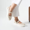 Pantofi casual de damă bej din piele naturală și material textil Aria