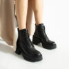 Botine negre din piele naturală cu toc Lamar