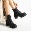 Botine negre din piele naturală cu toc Lamar
