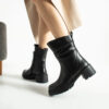 Botine negre din piele naturală cu toc Tiana