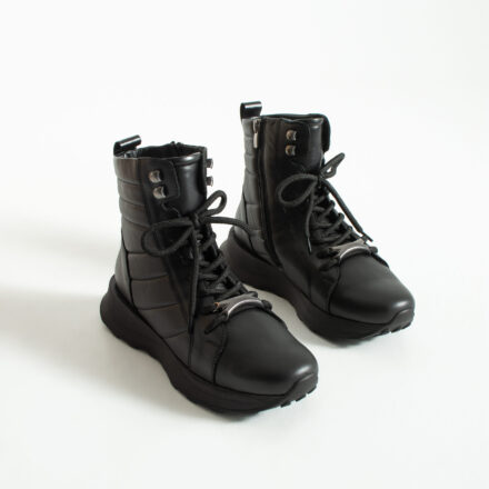Botine sport negre din piele naturală Dalia