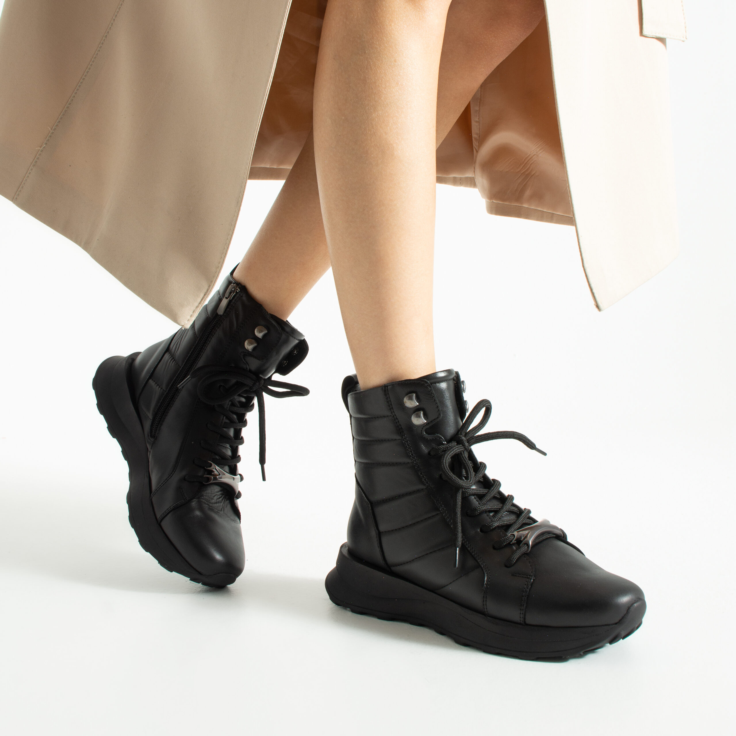 Botine sport negre din piele naturală Dalia Botine sport negre din piele naturală Dalia