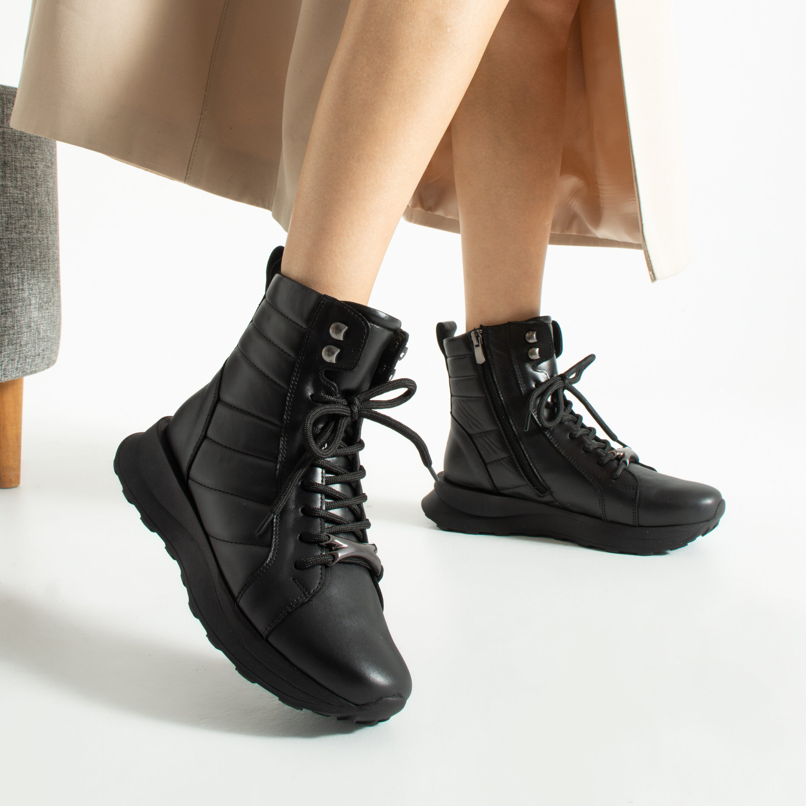 Botine sport negre din piele naturală Dalia Botine sport negre din piele naturală Dalia