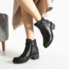 Botine negre din piele naturală cu toc Tanisha