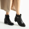 Botine negre din piele naturală cu toc Tanisha