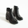 Botine negre din piele naturală cu toc Tanisha