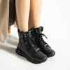 Botine sport negre din piele naturală cu fermoar Chantelle