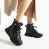 Botine sport negre din piele naturală cu fermoar Chantelle