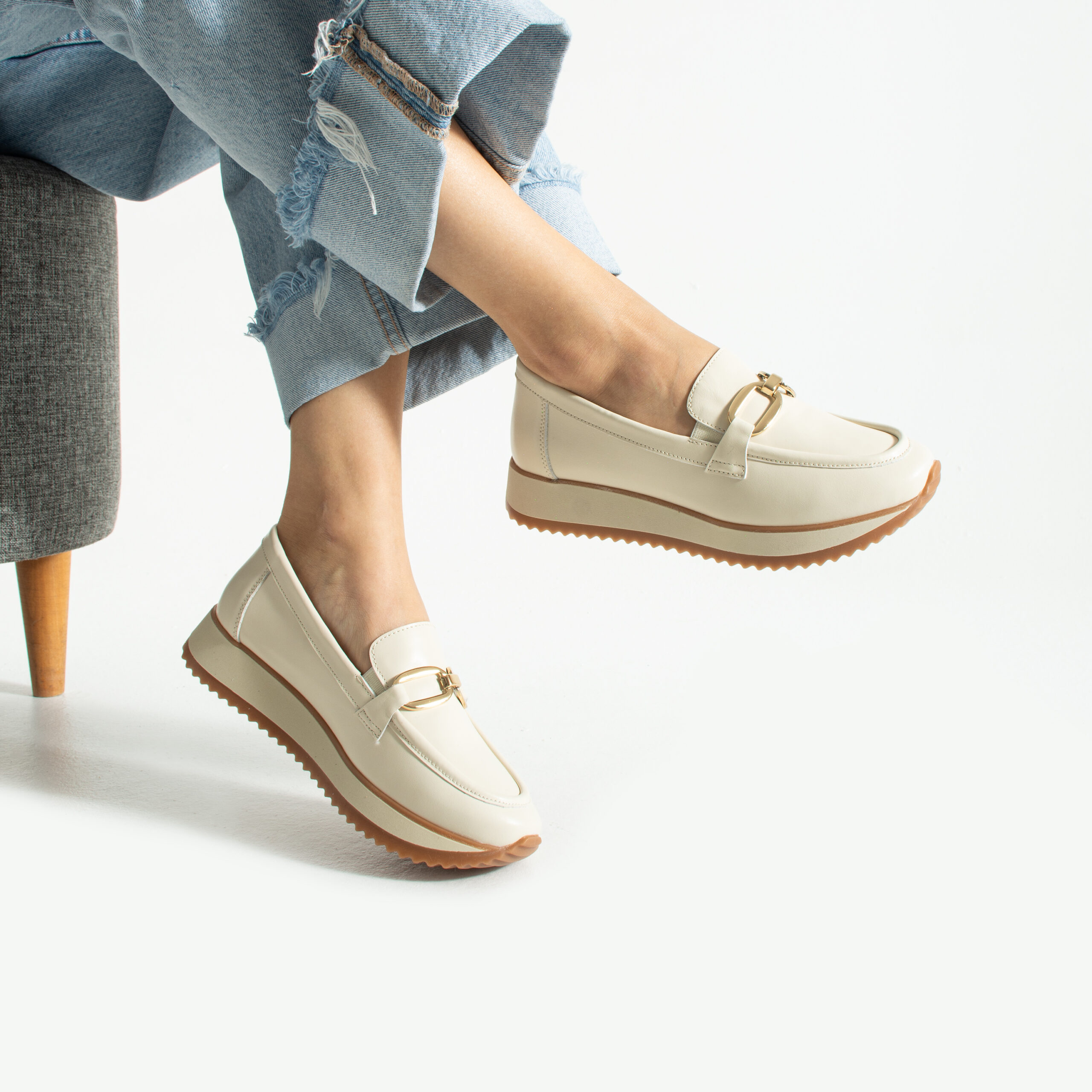 Mocasini de damă bej din piele naturală Briella Mocasini de damă bej din piele naturală Briella