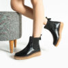 Botine Chelsea negre din piele naturală cu talpă din cauciuc Tabia