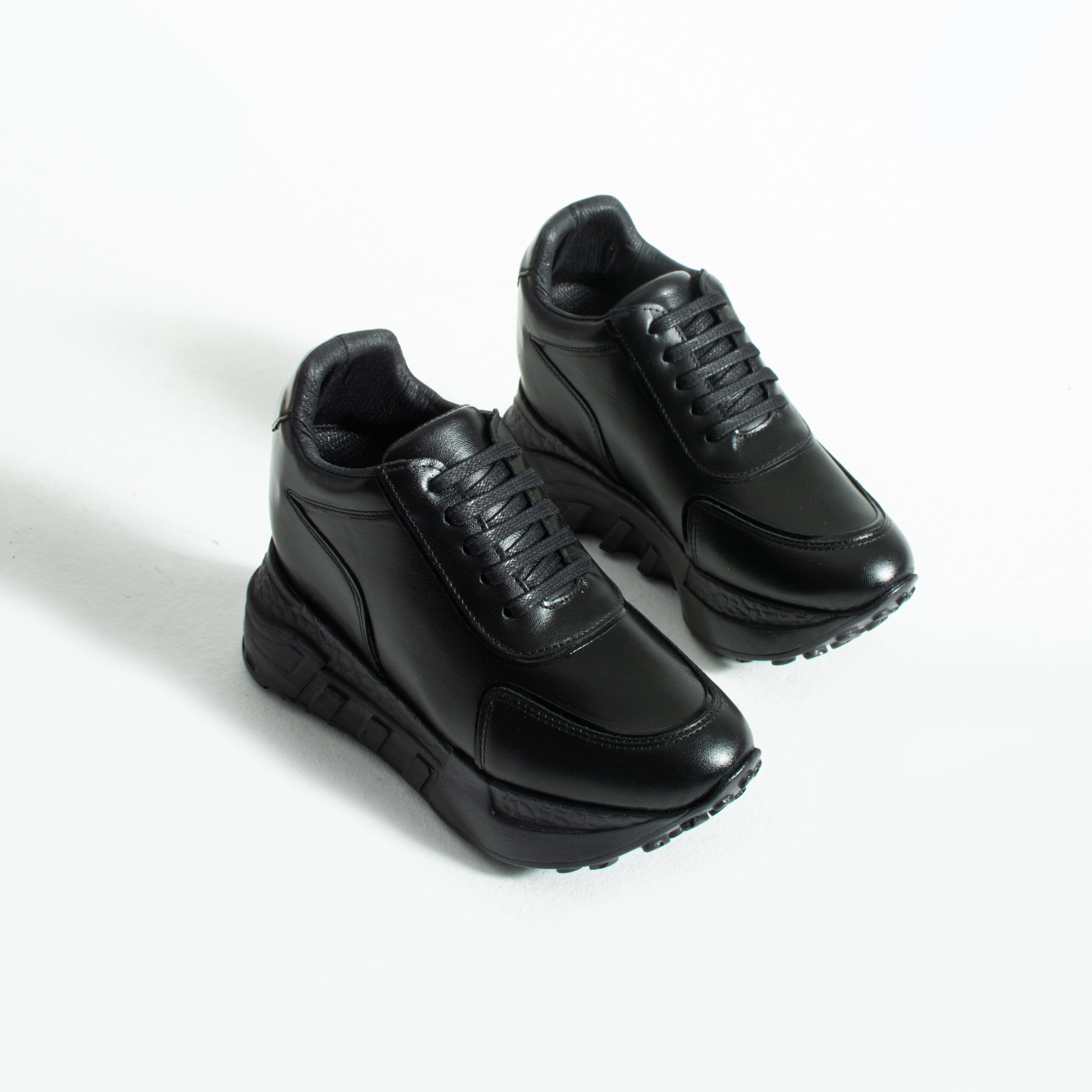 Adidași damă negri cu platformă ascunsă din piele naturală Rabat Adidași damă negri cu platformă ascunsă din piele naturală Rabat