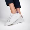 Adidași sport-eleganți albi de damă Fatma din piele naturală