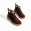Botine damă din piele întoarsă naturală Bordo, cu talpă din cauciuc Nandi