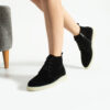Pantofi damă tip clarks negri din piele întoarsă cu șireturi Anika