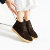 Pantofi maro cu șireturi Anika, tip Clarks, din piele întoarsă naturală