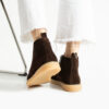 Pantofi maro cu șireturi Anika, tip Clarks, din piele întoarsă naturală