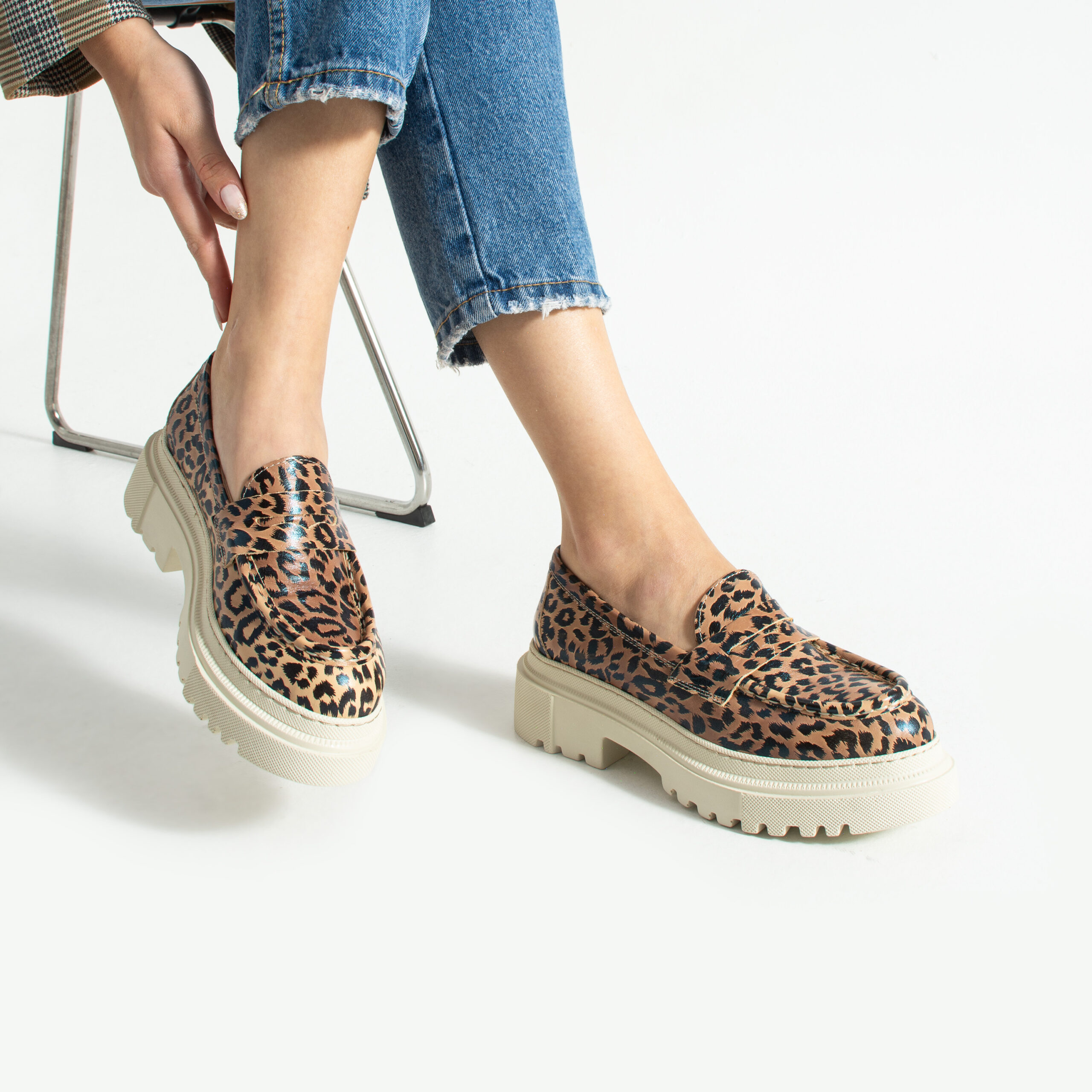 Mocasini leopard din piele naturală Amaya Mocasini leopard din piele naturală Amaya