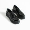 Pantofi oxford de damă negri lăcuiți din piele naturală Mia