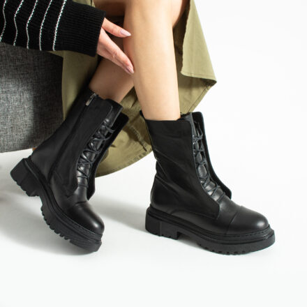 Botine negre din piele naturală Pinnawala Botine negre din piele naturală Pinnawala