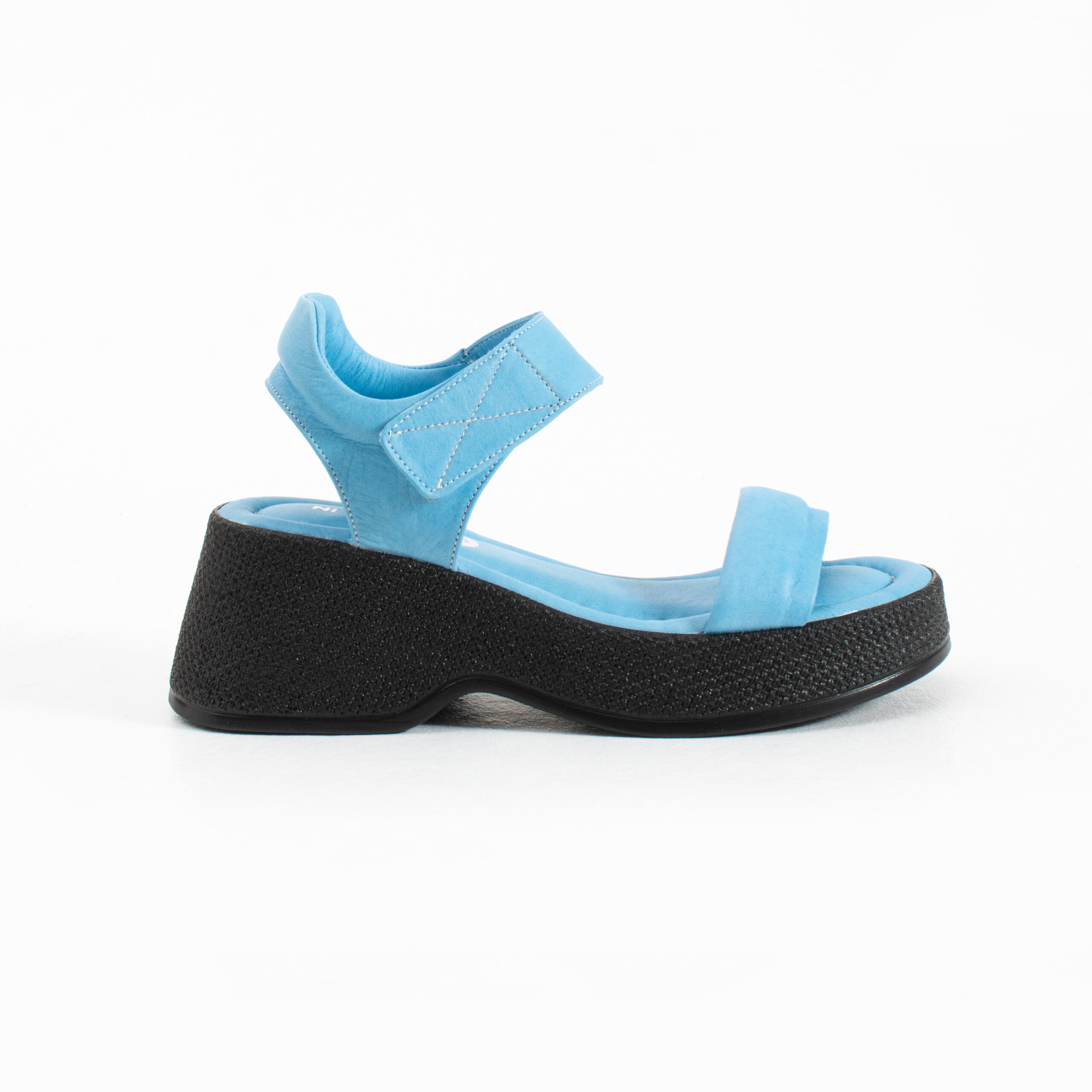 Sandale albastre din piele naturală cu talpă groasă Riella Sandale albastre din piele naturală cu talpă groasă Riella