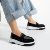 Pantofi casual damă Malika din piele naturală, negri și gri
