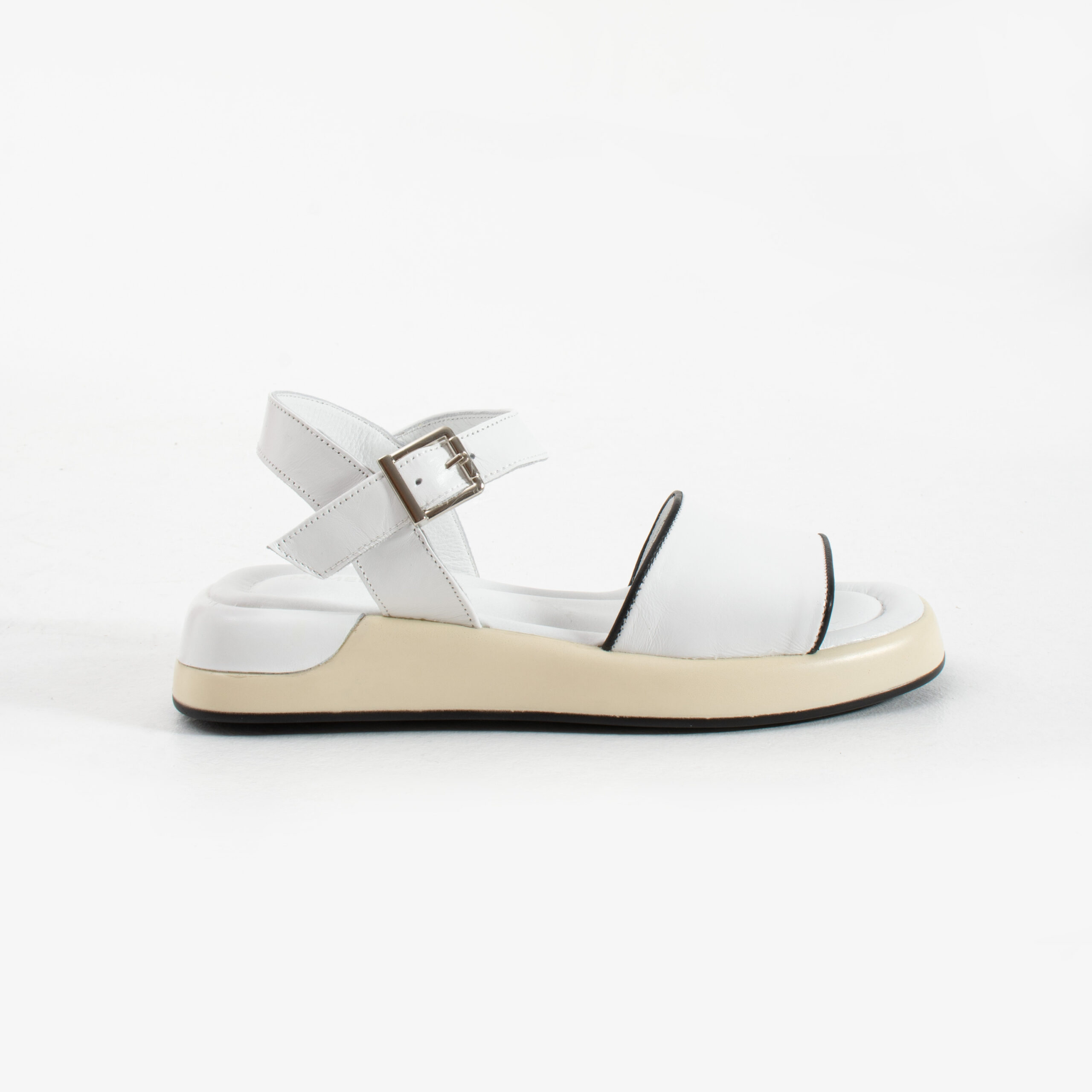 Sandale casual albe de damă din piele naturală Fia Sandale casual albe de damă din piele naturală Fia