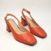 Pantofi eleganți de damă, cu toc jos, din piele naturală, Portocaliu, Elif