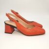 Pantofi eleganți de damă, cu toc jos, din piele naturală, Portocaliu, Elif