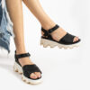 Sandale casual negre de damă din piele naturală Ria