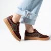 Teniși de damă bordo din piele întoarsă naturală cu decorațiuni Singapore