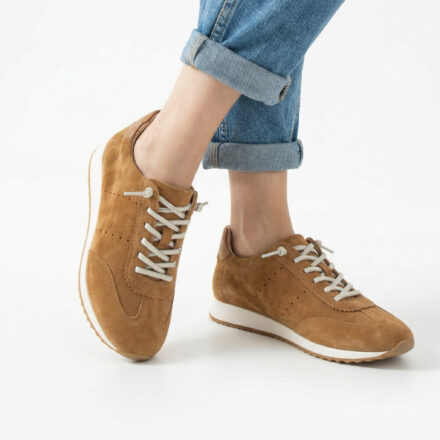 Pantofi sport damă maro din piele întoarsă naturală Halima