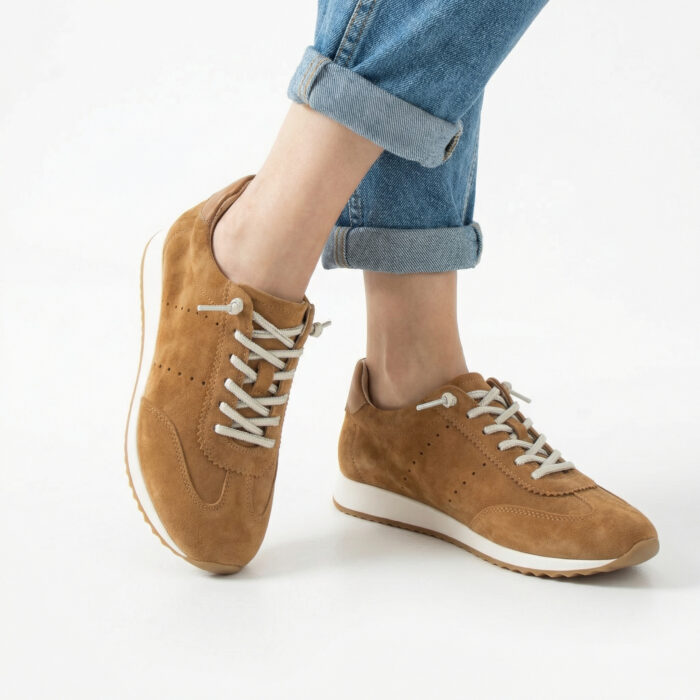 Pantofi sport damă maro din piele întoarsă naturală Halima