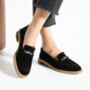 Loafers eleganți de damă negri din piele întoarsă naturală Esmer