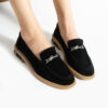 Loafers eleganți de damă negri din piele întoarsă naturală Esmer