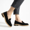 Loafers eleganți de damă negri din piele întoarsă naturală Esmer