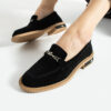 Loafers eleganți de damă negri din piele întoarsă naturală Esmer
